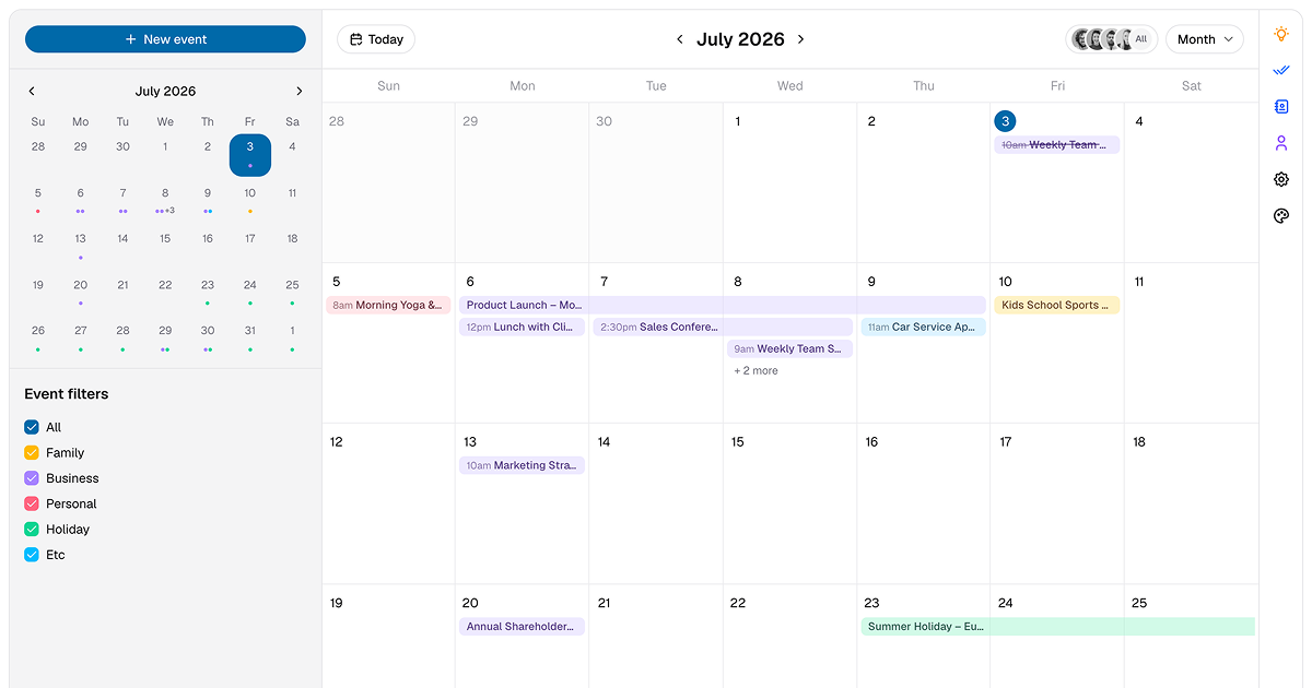 Calendrix - Shadcn UI Booking & Calendar App Template